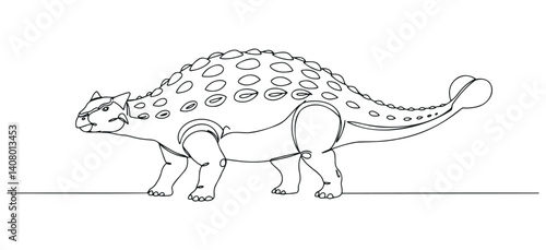 Ankylosaurus outline illustration drawing in black and white  