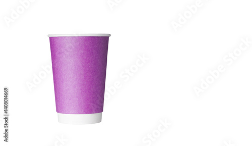 Obraz na płótnie cardboard glass of pink color, for coffee or tea on an isolated white background close up w salonie