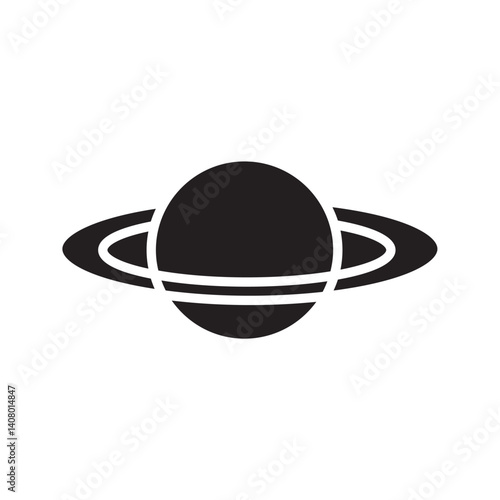Planet Saturn with planetary ring system flat vector icon for astronomy apps and websites