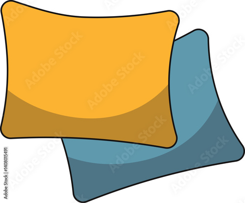 Set of items for better sleep. Sleep time. Comfortable pillows, bed, and natural herbal tea. Relaxation, sleeping concepts. Trendy vector flat illustrations.