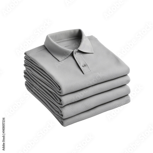 Stack of Grey Polo Shirts - Clothing Apparel Mockup