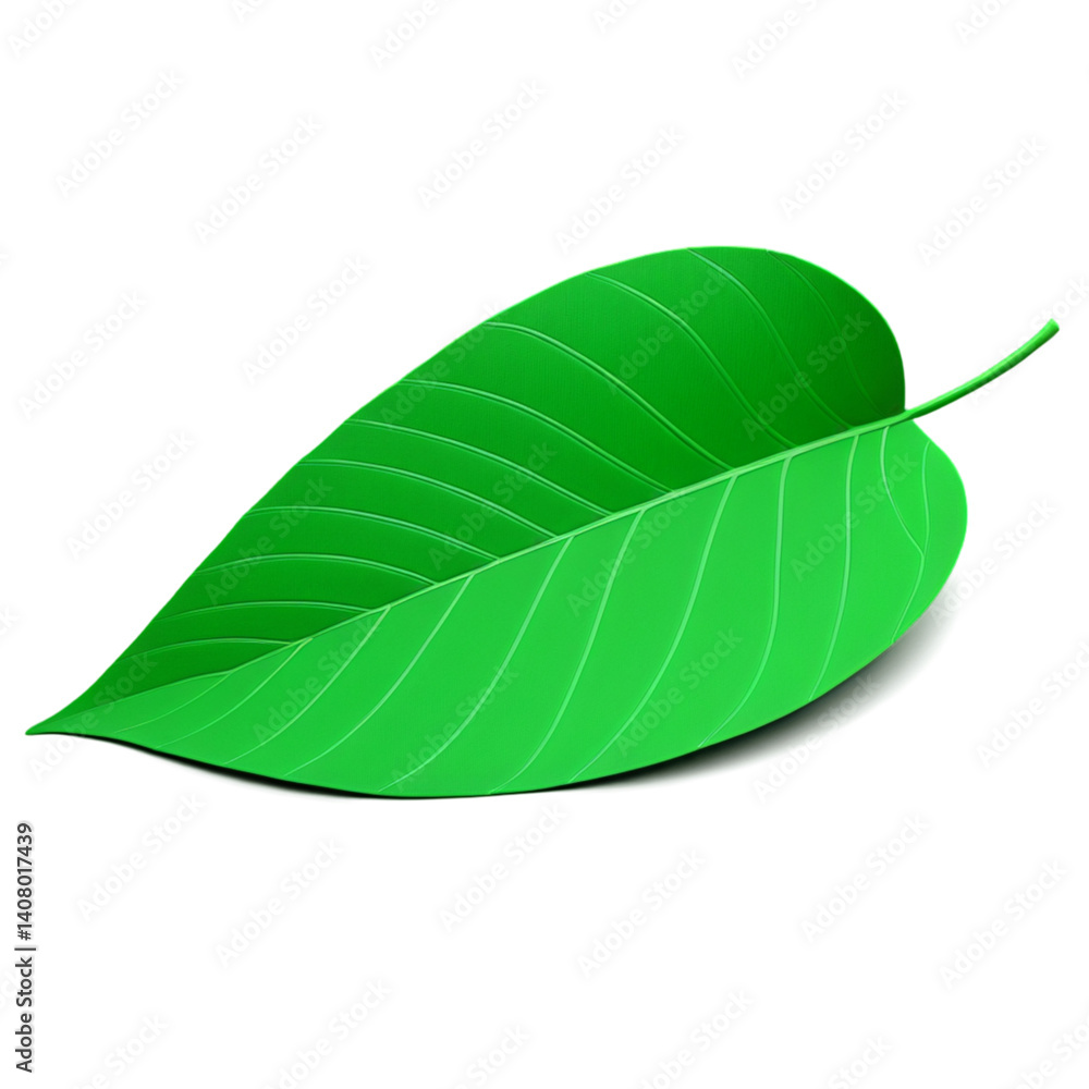 Obraz premium Minimalistic 3D Leaf Icon, cutout