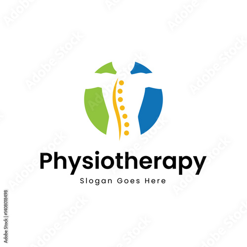 Physiotherapy logo design. Orthopedic spine and physiotherapy logo design vector template.