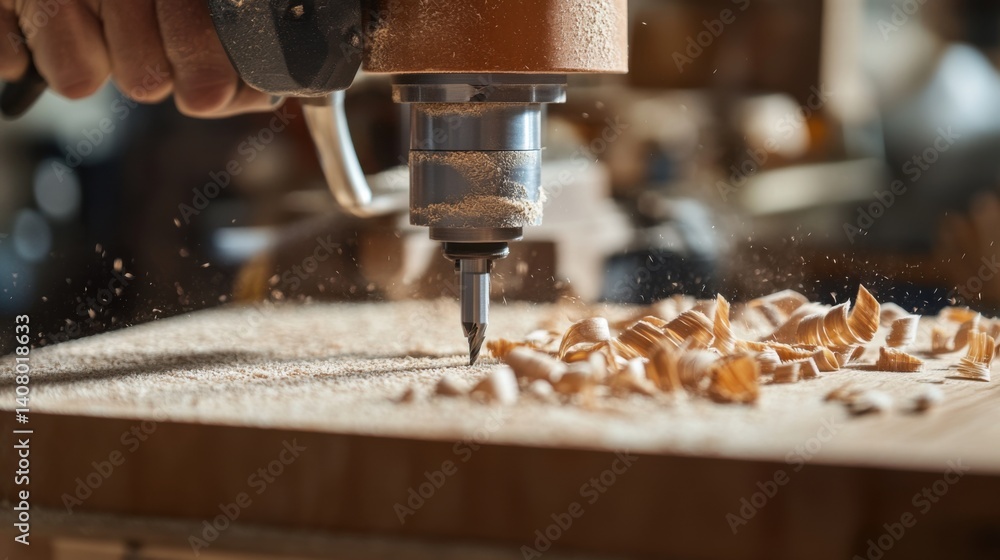 Cabinetmaker using a router to shape wooden panels in a workshop. Featuring craftsmanship and precision Cabinetmaker using a router to shape wooden panels in a workshop. Featuring craftsmanship and precision