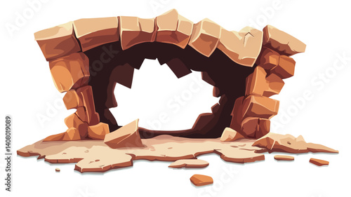 Playful Cartoon Vector Background Featuring a Hole in the Wall Design