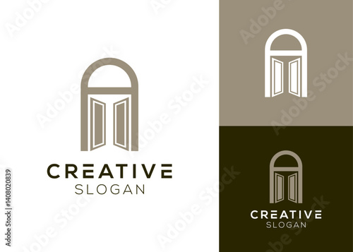 Letter A with open door logo design for real estate and property