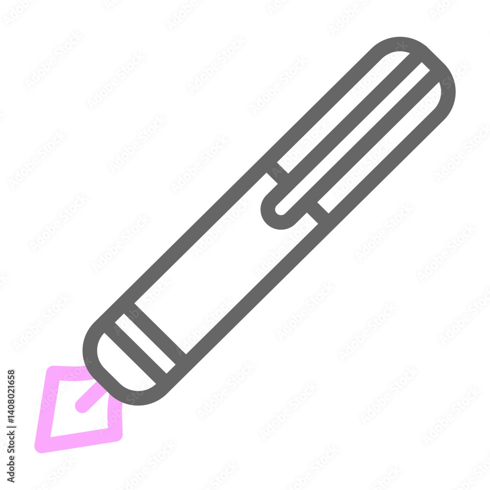 Fountain Pen Vector Line Lt Pink Grey Icon Design Fountain Pen Vector Line Lt Pink Grey Icon Design