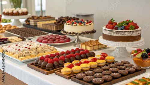 Fototapeta Naklejka Na Ścianę i Meble -  woman,dog,outdoor street barger,cake,delicious dessert sweets,skin cream,tameplate,A serene reading nook featuring an oversized armchair draped with a soft, plush blanket in muted tones. A small woode