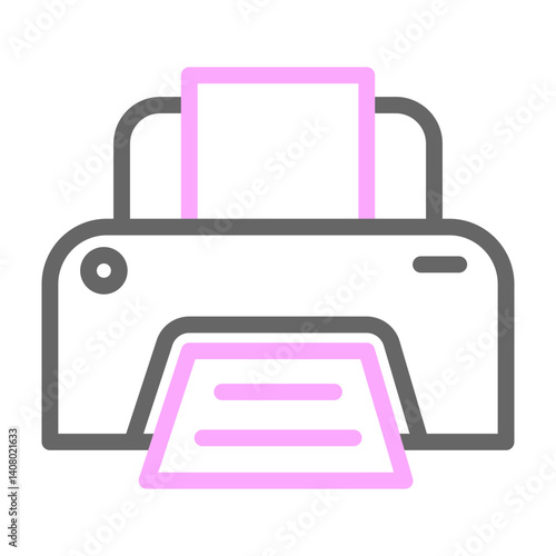 Printer Vector Line Lt Pink Grey Icon Design