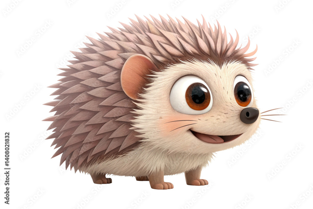 3D cartoon adorable hedgehog, isolated on transparent background - generated by ai 3D cartoon adorable hedgehog, isolated on transparent background - generated by ai