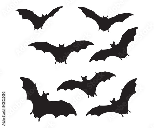 Bat outlines against a white backdrop.
