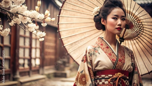 Fototapeta Naklejka Na Ścianę i Meble -  woman,dog,outdoor street barger,cake,delicious dessert sweets,skin cream,tameplate,A serene reading nook featuring an oversized armchair draped with a soft, plush blanket in muted tones. A small woode