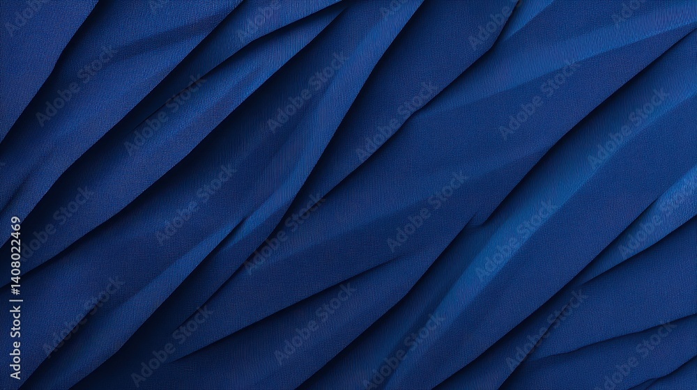 Obraz premium Textured deep blue fabric with intricate folds and shadows, creating a dynamic visual effect