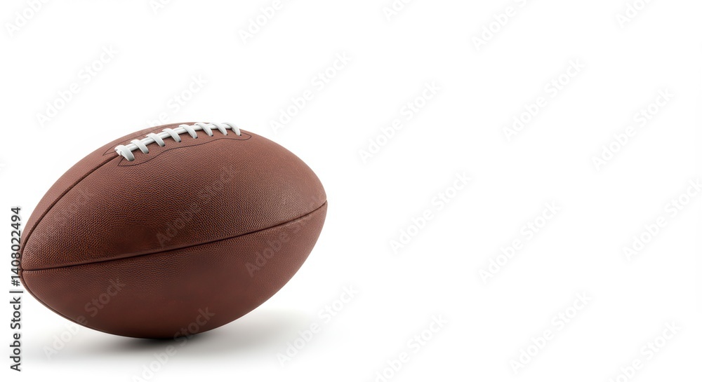 Brown leather football on a white background suitable for sports websites, blog posts, social media graphics, and product design. Brown leather football on a white background suitable for sports websites, blog posts, social media graphics, and product design.