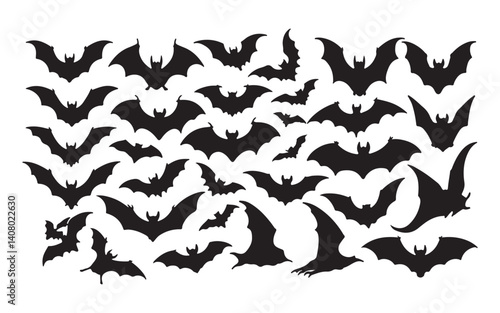 Bat outlines against a white backdrop.