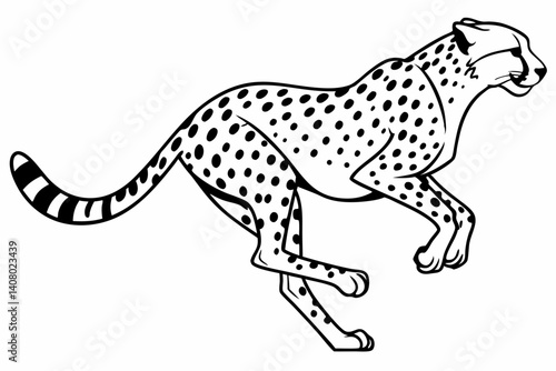 Coloring Pages, a speedy cheetah with spots, uncolored, black and white