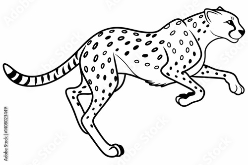 Coloring Pages, a speedy cheetah with spots, uncolored, black and white
