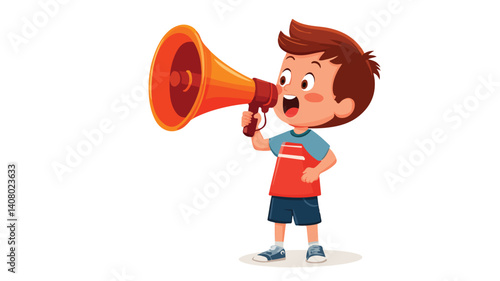 Empowering Child Using Megaphone Vector - Professional Illustration Design
