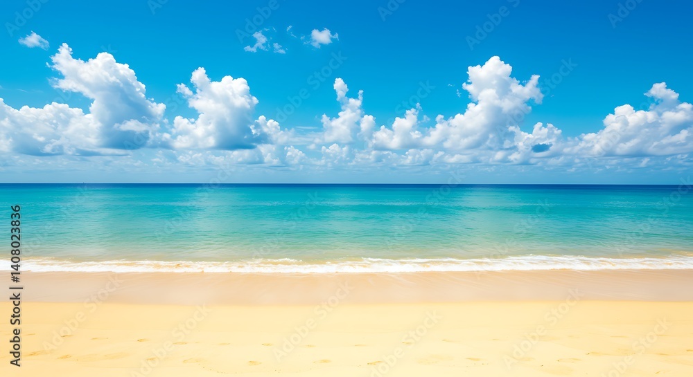 Azure Serenity: Beach, Sky, and Gentle Waves AI Generated Azure Serenity: Beach, Sky, and Gentle Waves AI Generated