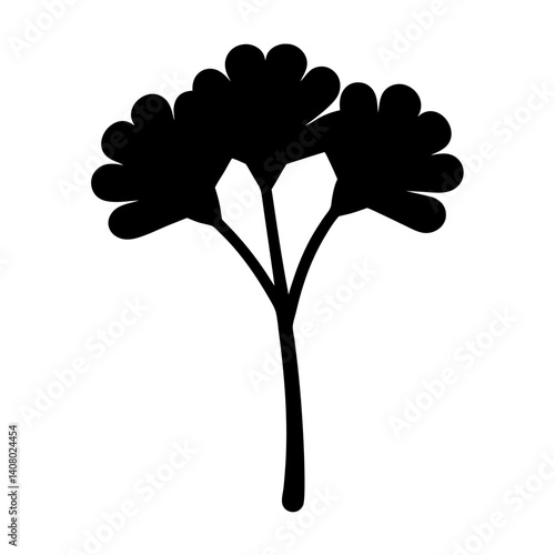 Silhouette of a stylized parsley plant with rounded leaves and stems