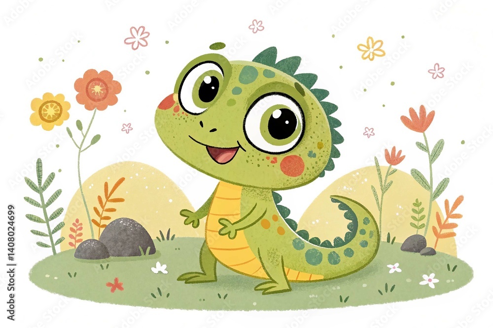 Fototapeta premium Illustration of cute lizard cartoon