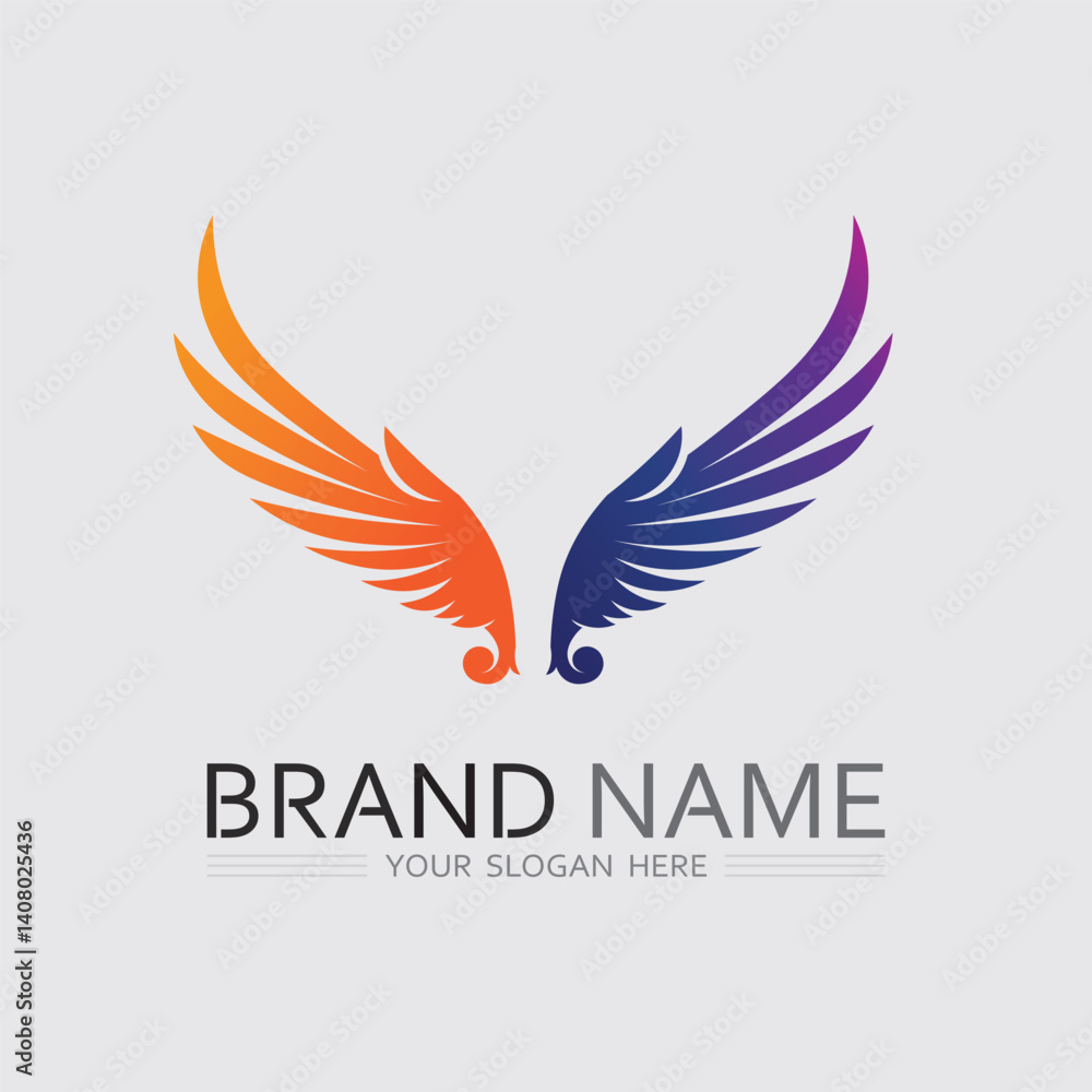 Wings logo and animal wings icon sign stock logo design graphic illustration Wings logo and animal wings icon sign stock logo design graphic illustration