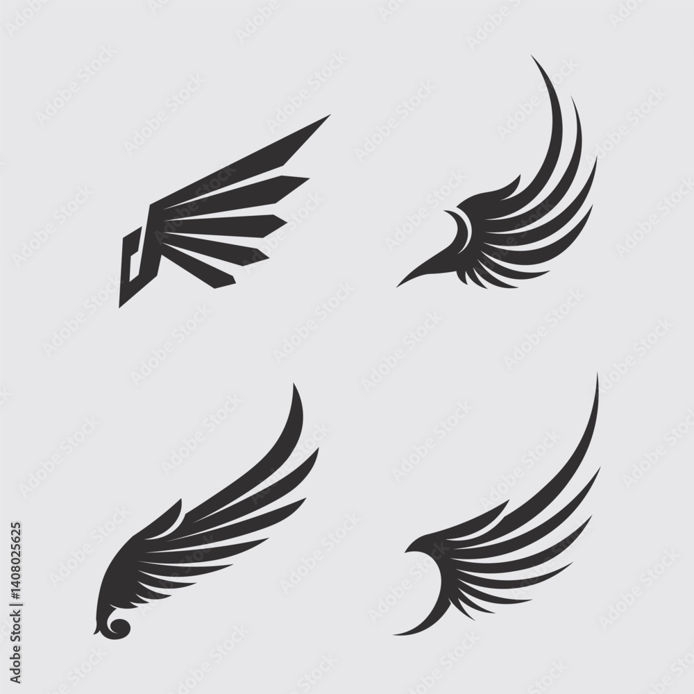 Obraz premium Wings logo and animal wings icon sign stock logo design graphic illustration