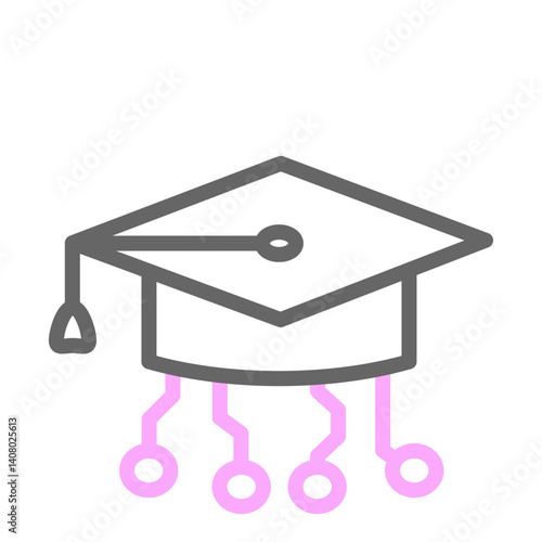 Digital Knowledge Vector Line Lt Pink Grey Icon Design