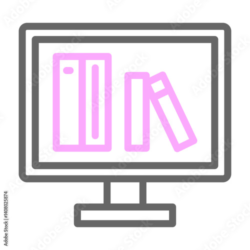 ELibrary Vector Line Lt Pink Grey Icon Design