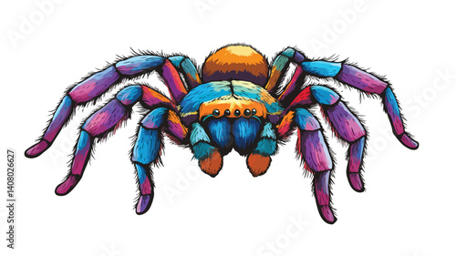Vibrant Tarantula Cartoon Icon Vector Illustration