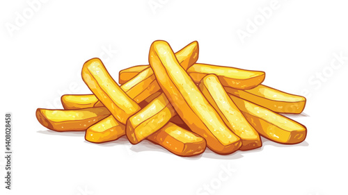 Delicious Crispy French Fries Cartoon on White Background for Fast Food Illustration