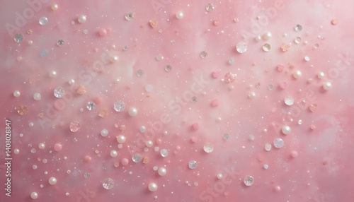 Wallpaper Mural Pink Background with Pearls and Gemstones Scattered Around Torontodigital.ca