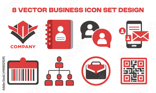 8 business icon bundle isolated on white background