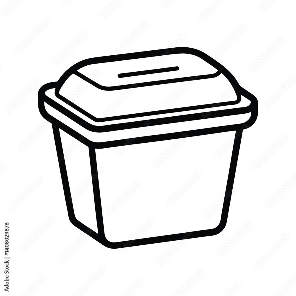 Disposable Food Container Simple Line Sketch Disposable Food Container Simple Line Sketch