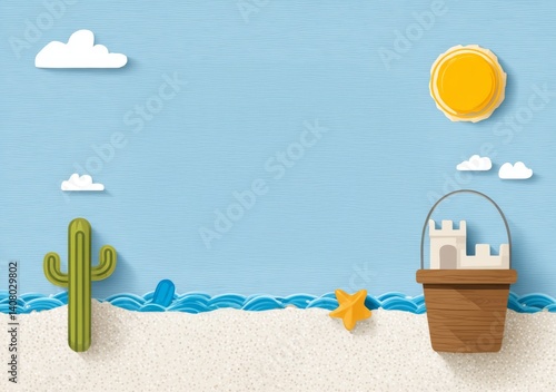 Obraz na płótnie Colorful Summer Banner with Beach Elements and Playful Decor for Seasonal Promotions w salonie