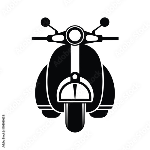 Front View Black and White Scooter Icon