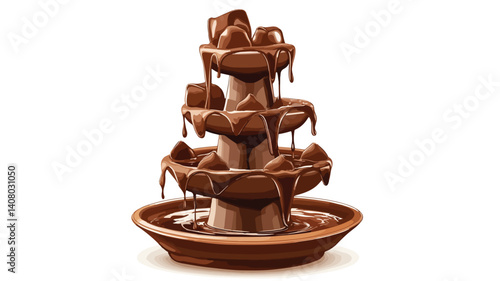 Luxurious Gourmet Chocolate Fountain with Whipped Cream - Decadent Sweet Dessert Display