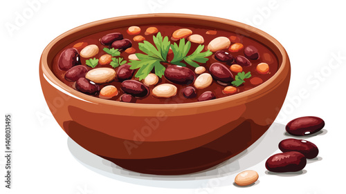 Delicious Grandma's Bean Stew Flat Vector Isolated