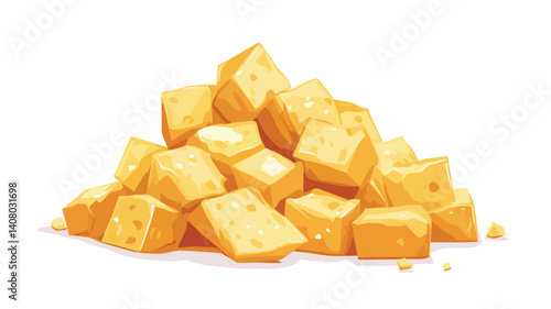 Savor the Richness of Nutrient-Packed Cheese Chunks in Flat Vector Style