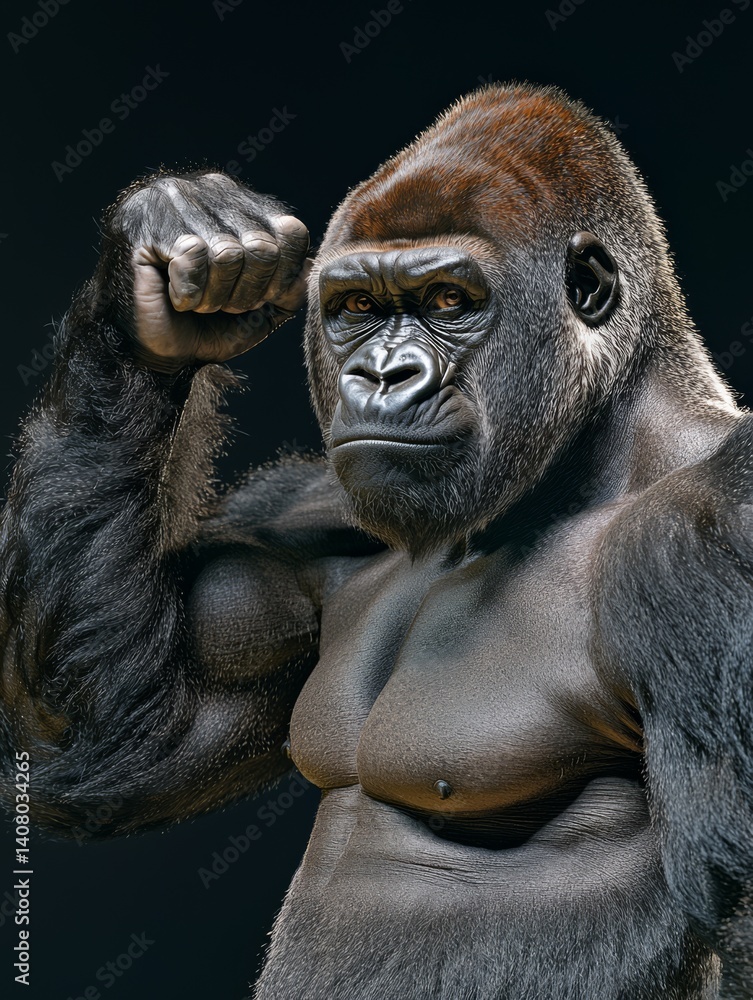 Obraz premium Powerful Gorilla Portrait: A Study in Strength and Majesty