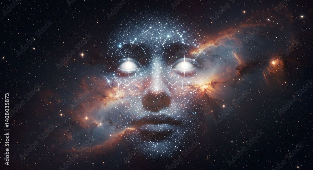 A face made of stars, watching over space A face made of stars, watching over space