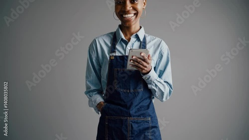 The Smiling Woman with Smartphone
