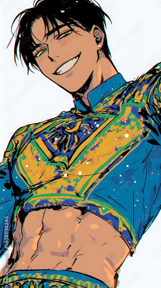 Obraz premium Man in Stylish Crop Top