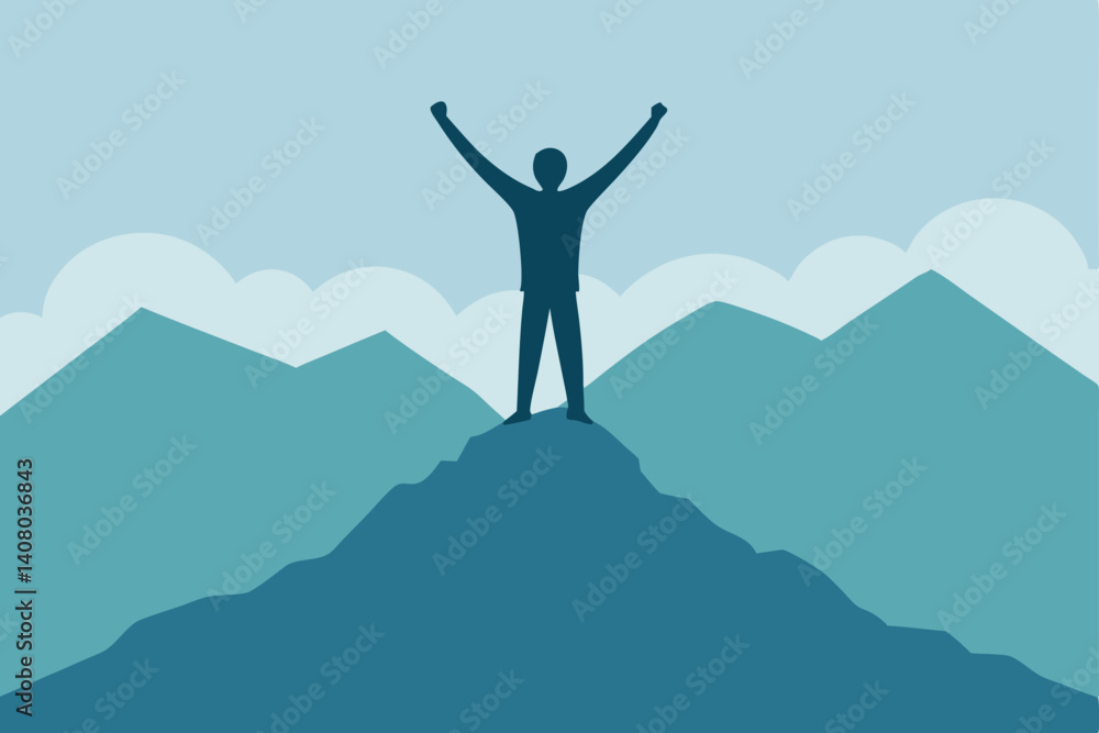 man on top of mountain man on top of mountain