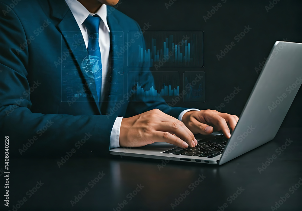 businessman working on laptop computer businessman working on laptop computer