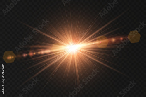 Light star gold PNG shines with bright sun intensity. Solar rays flicker vividly with soft transition glow. Cosmic sparkle burst creates dreamy abstract celebration style. Transparent sunlight flare