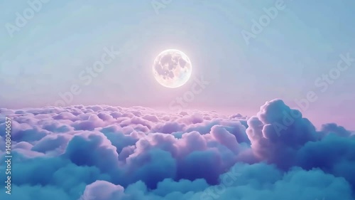Breathtaking moonlit clouds paint the sky in pastel hues over a serene evening landscape Generative AI