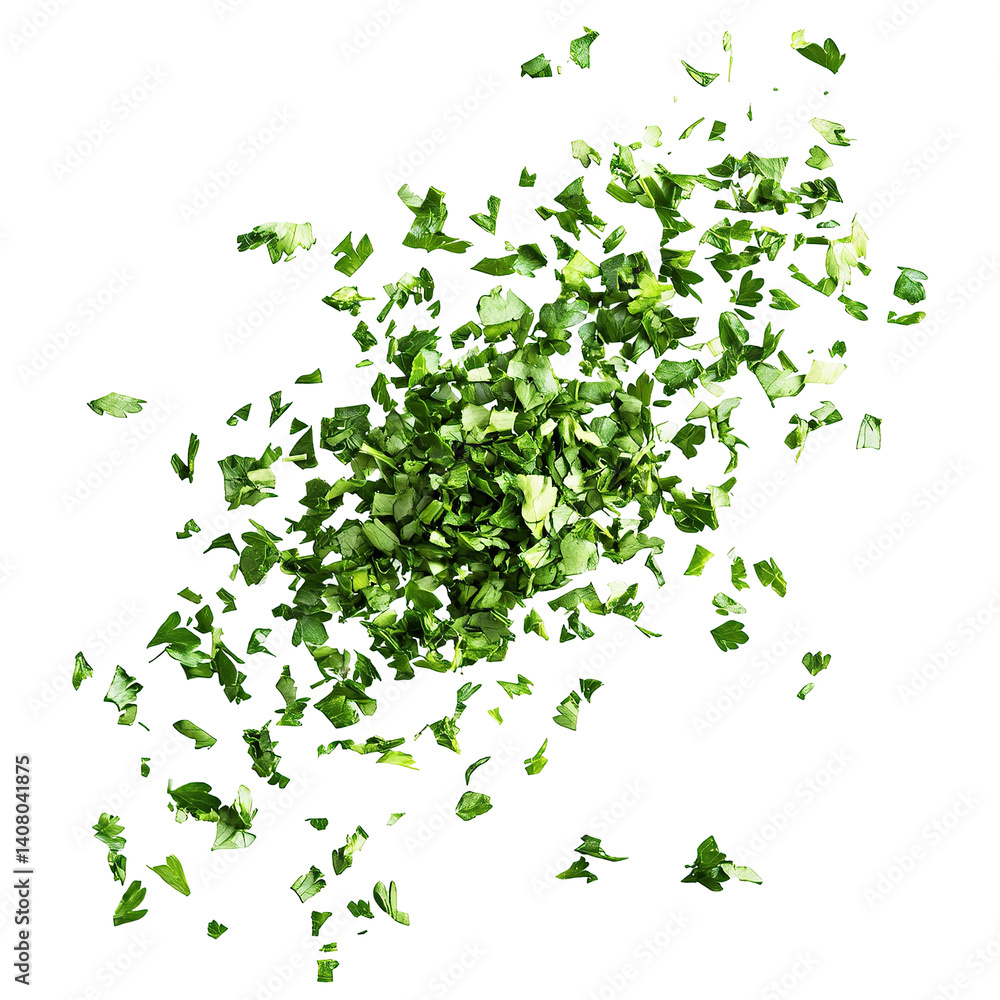 Chopped Parsley Flakes on transparent background Chopped Parsley Flakes on transparent background