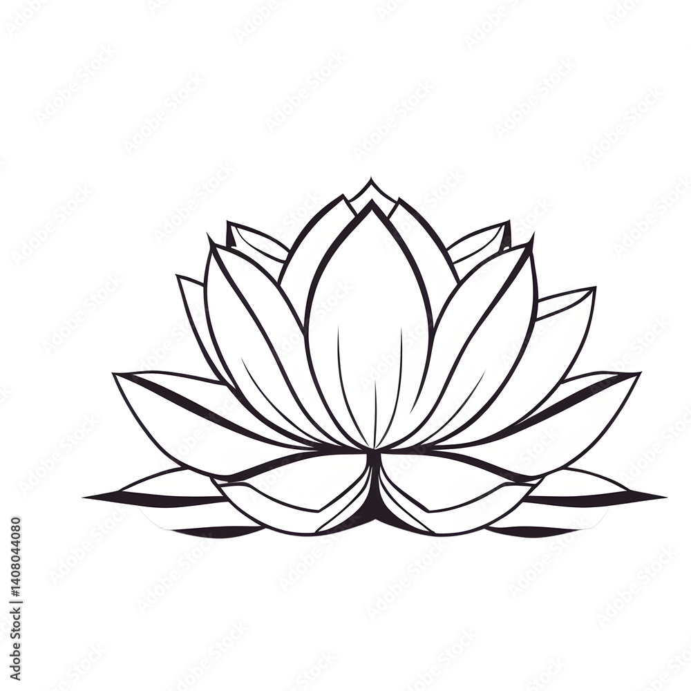Modern design icon of a lotus flower symbolising spirituality and purity, isolated on a empty plain background Modern design icon of a lotus flower symbolising spirituality and purity, isolated on a empty plain background
