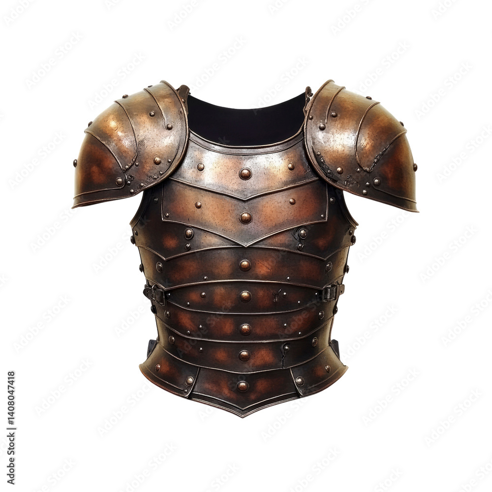Naklejka premium Antique Bronze Plated Medieval Knight's Armor Cuirass and Pauldrons